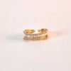 Anillo triple cristal y baguett ajustable