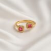 Anillo mocrozirconea baguett fiusha ajustable